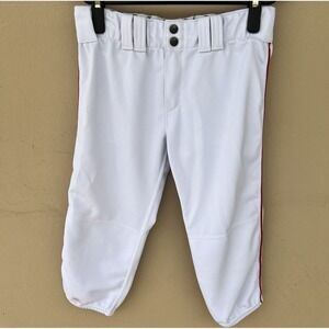 DeMarini White Softball Pants Red Side Stripe Knicker Style Size GL